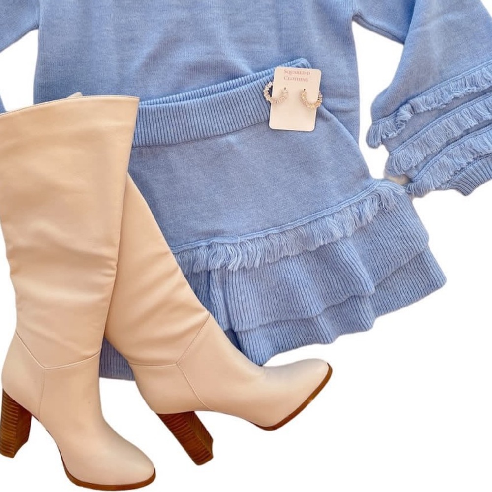 Light Blue Ruffled Women's Skirt L